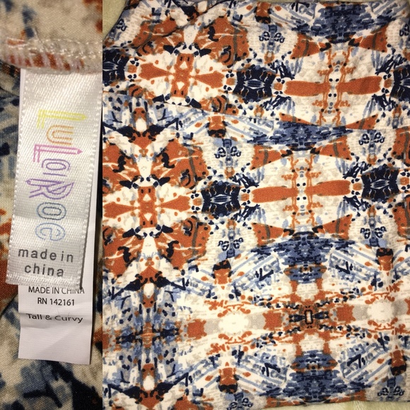 LuLaRoe Pants - EUC Lularoe TC Leggings brown and blue on cream